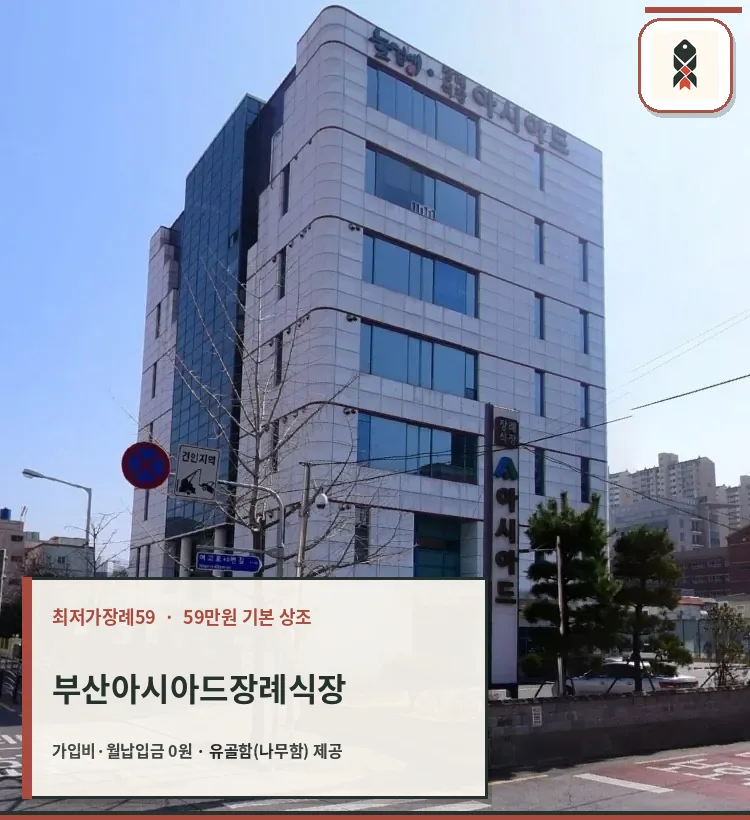 부산아시아드장례식장 건물과 도로, 안내 간판